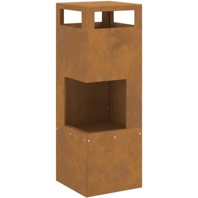 Image of vidaXL Fire Pit Square 35x35x100 cm Weathering Steel