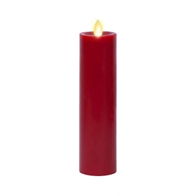 Image of Luminara Flameless Classic Slim Burgundy Pillar Moving Flame Candle LED Battery Operated Lights Unscented Remote Ready (8 inch)