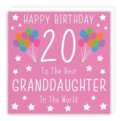 Image of Hunts England Granddaughter 20th Birthday Card Happy 20 To The Best In World Iconic Collection Fun Colourful
