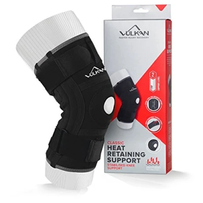 Image of VULKAN Classic Stabilised Knee Support, Small, Sleeve for Patella Hinged Brace Meniscus Tears and ACL Injuries, Open Athletes, Working Out, Exercising, Small