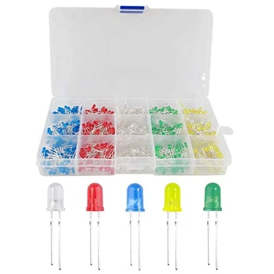 Image of YIXISI 600 PCS 3mm LED Diode Kit, 2pin Light Emitting Diodes, Round Head Lamp, Assorted Color Diodes Resistor Kit (5 Colors)