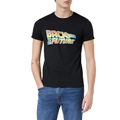 Image of Back to The Future Movie Logo T Shirt, Adults, S 5XL, Black, Official Merchandise