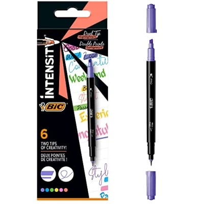 Image of BIC Intensity Dual tip marker 6 pc(s) Chisel fine Blue,Green,Peach,Pink,Violet,Yellow