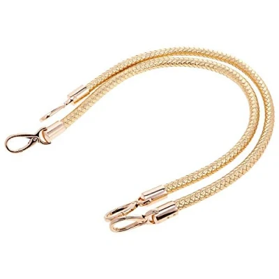 Image of POFET 1 Pair Shoulder Bag Replacement Handles Handbag Leather Braided Rope Straps with Metal Swivel Hooks Golden