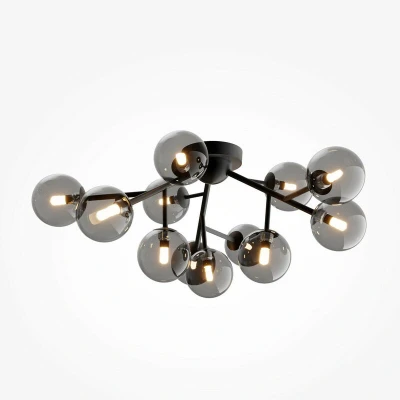 Image of Maytoni Dallas Modern 12 Light Globe Ceiling Matt Black, Black Shade, G9
