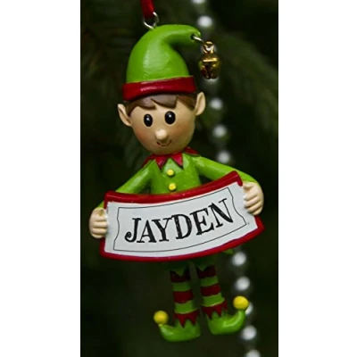 Image of Boxer Gifts Jayden Elf Christmas Tree Decoration Xmas Bauble Ornament Gift One for The Whole Family, Ceramic, Multi Colour, 8 x 4.5 2 cm