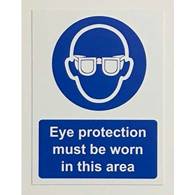 Image of Eye protection must be worn in this area Safety sign 3mm Aluminium 300mm x 200mm