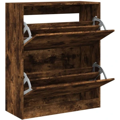 Image of vidaXL Shoe Cabinet Smoked Oak 80x34x96.5 cm Engineered Wood