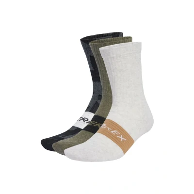 Image of Adidas Terrex 3 PACK Sports socks Black olive strata white, Size: 2 3.5, white