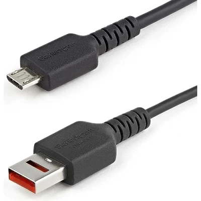 Image of StarTech.com 3ft (1m) Secure Charging Cable USB A to Micro Data Blocker Charge Only Power Charger for Phone/Tablet Blocking Protector Adapter (USBSCHAU1M), Black