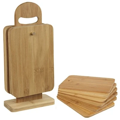 Image of Breakfast Trays And Serving Boards Set Of 6 With Stand Chopping Board Bamboo