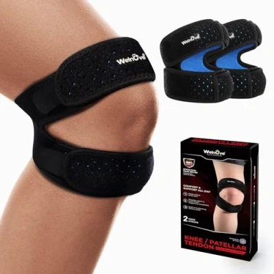 Image of Welnove Patellar Tendon Support Strap 2 Pack Knee Braces for Men and Women Pain Relief Adjustable Running,Workout, Arthritis, Jumper, Tennis Injury Recovery, S/M