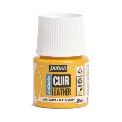 Image of PEBEO Setacolor Leather Acrylic Paint for and Leatherette Customization Bag, Shoe, Sneaker Resistance to scratches, folds, rubbing Matt/Satin finish Sunflower Yellow 45 ml