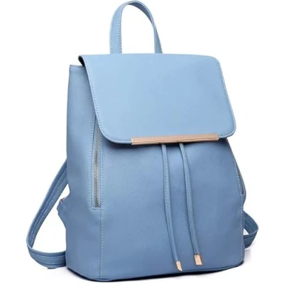 Image of Miss Lulu Backpack Women Small Waterproof City Modern PU Leather for Travel Work School (Light Blue)