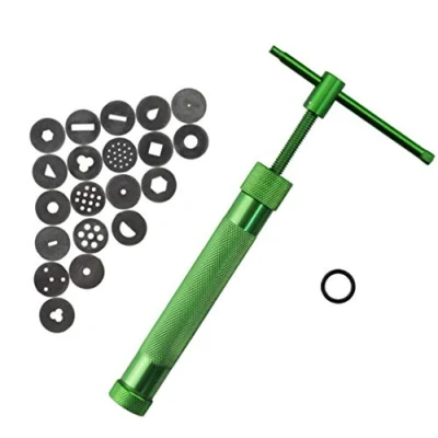Image of 1 Set Stainless Steel Clay Extruder Gun with 20 Interchangeable Discs Fondant for Cake Pastry Ceramic Pottery Polymer