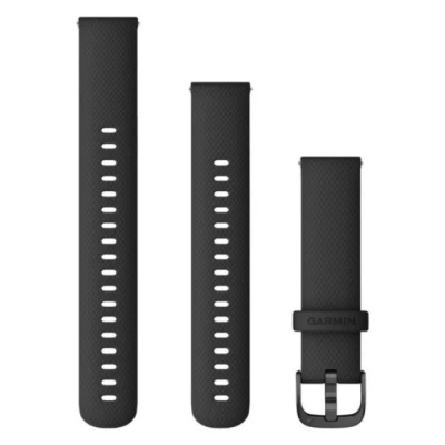 Image of Garmin Quick Release 18mm Silicone Strap Black/Gunmetal, Lightweight &amp; Durable for Running