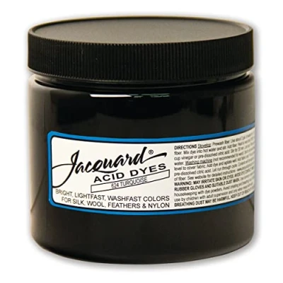 Image of Jacquard Acid Dye for Wool, Silk and Other Protein Fibers, 8 Ounce Jar, Concentrated Powder, Turquoise 624