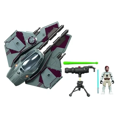 Image of Star Wars Mission Fleet Stellar Class Obi Wan Kenobi Jedi Starfighter 2.5 Inch Scale Figure and Vehicle, Ages 4 Up