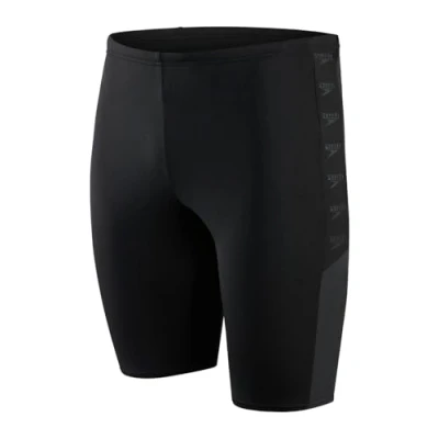 Image of Speedo Men&#039;s Boom Logo Splice Jammer, Black/Oxid Grey, 26