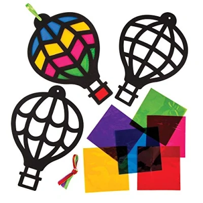 Image of Baker Ross AW637 Hot Air Balloon Stained Glass Kits (Pack of 6), Assorted