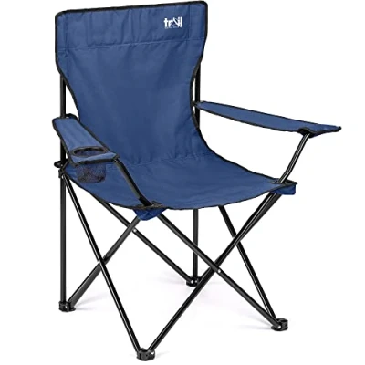 Image of Trail Blue Camping Chair Lightweight Folding Cup Holder Carry Bag 100kg Capacity