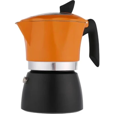 Image of Moka Pot, 6 Cups Stovetop Espresso Maker,Italian Coffee Makers Percolator,Manual Cuban Percolator Machine Italian Greca Maker for Mocha Cappuccinos, Lattes (Orange)