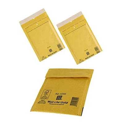 Image of 500 x Mail Lite Gold Bubble Lined Padded Small Envelopes A/000 110x160mm