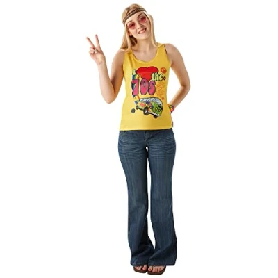 Image of Rubie&#039;s Official I Love The 70&#039;s Vest Top, Adult Costume Small Halloween