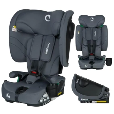Image of LIONELO Nelly I Size Foldable Car Seat with ISOFIX for Children Approx. 76 150cm, Forward &amp; Backward Facing TT Strap Side Protection, Adjustable Headrest Backrest (Blue Navy, ‎50 x 45 58 cm)