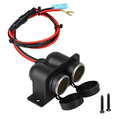 Image of Car Cigarette Lighter Socket,Universal 12V 24V Waterproof and dustproof, Marine Boat Motorbike with Fuse &amp; Mounting Screws