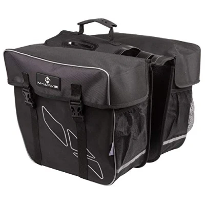 Image of M Wave Bicycle Cycling Pannier Bag, Black/Grey, 34x17x30cm