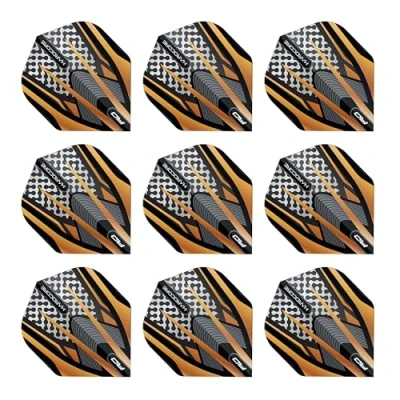 Image of RED DRAGON Hardcore Premium Gold, Black &amp; Grey Dart Flights 3 Sets Per Pack (9 in total)