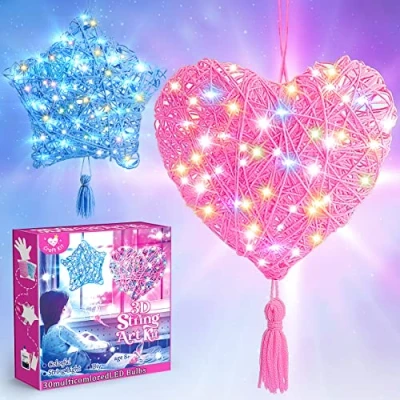 Image of Qukir Craft Kits for Kids, 3D String Art Kit Kids Toy Age 6 7 8 Year Old Toys Girls 12 Girl Gifts 9 Olds 11 Arts and Crafts Lanterns