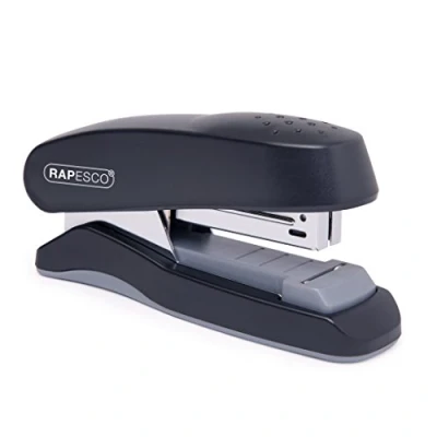 Image of Rapesco 1064 Flat Clinch Heavy Duty Half Strip Stapler, 25 Sheet Capacity, Black