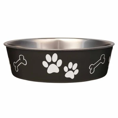 Image of Loving Pets Stainless Steel Bella Dog Bowl Non Slip Dishwasher Safe &amp; Bacteria Resistant Metallic Pet Dish Espresso Large (1.5 Litre)