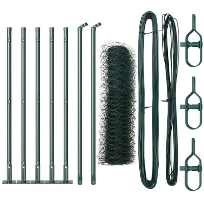 Image of vidaXL Hexagon Fence Green 0,4x10 m Steel