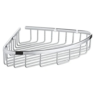 Image of GROHE Start Cosmopolitan Soap Wire Basket (Metal, for Corner Installation, Including Screws and Dowels, Easy to Fit), Size 303 x 233 mm, Chrome, 41172000