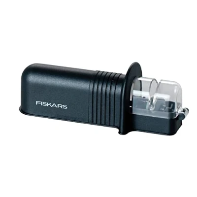 Image of Fiskars Roll Sharp Knife Sharpener with Ceramic Stone, Essential, Plastic, Black, 1065598