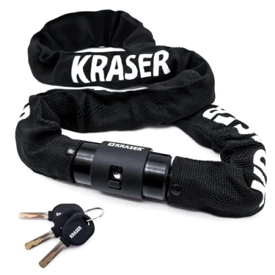 Image of KRASER KR620 Bike Chain Lock, Heavy Duty ø6mm/0.23in Steel Links, Security Rotating Cover, Lightweight, Anti Theft for Bicycle, Motorcycle Electric Scooter, Ebike, Containers, Gates, 120cm/3.9ft