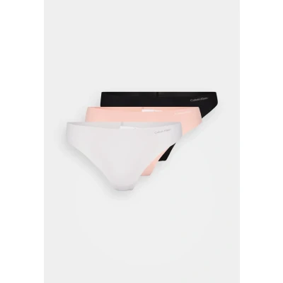 Image of Calvin Klein Underwear Thong Invisibles 3 PACK Thong, Women&#039;s, Size: XS, Black/wind chime/luminous peach