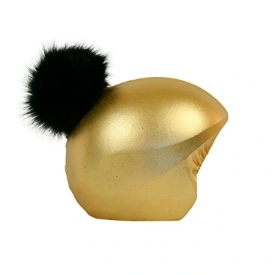 Image of COOLCASC EXCLUSIVE GOLD/black fur Pom Multisport helmet Cover