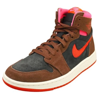 Image of NIKE AIR JORDAN 1 ZM Womens Fashion Trainers in Brown Black 6.5 UK