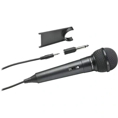 Image of Audio Technica ATR1100X Unidirectional Dynamic Vocal/Instrument Microphone includes Desk Stand (Black)