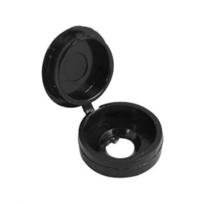 Image of 100x Pack Plastic Fold Over Hinged Screw Head Cap Snap Cover Small to fit 6G 8G (Black)