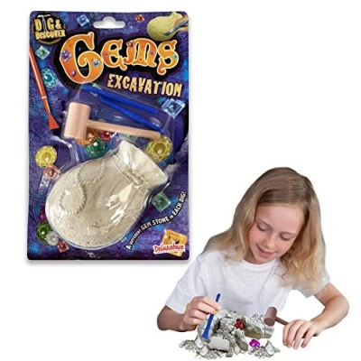 Image of dig &amp; Discover Gems Excavation from Deluxebase. Gem fossil kit for kids