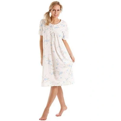 Image of Lady Olga Womens Nightdress Ladies Floral Short Sleeve Nightie Nightshirt Blue (26 28)