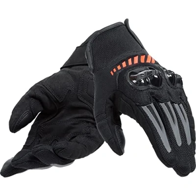 Image of Dainese Mig 3 Air Tex Gloves, Motorbike Gloves with Reinforced Palm, Motorcycle Touchscreen Sensor, Knuckle Protectors, Mens Leather Stretchy and Breathable, Black/Red