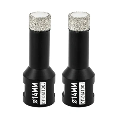 Image of DT DIATOOL Diamond Drill Bit 2PCS 14mm Hole Saw for Dry Drilling Tile Porcelain Marble Ceramic Granite