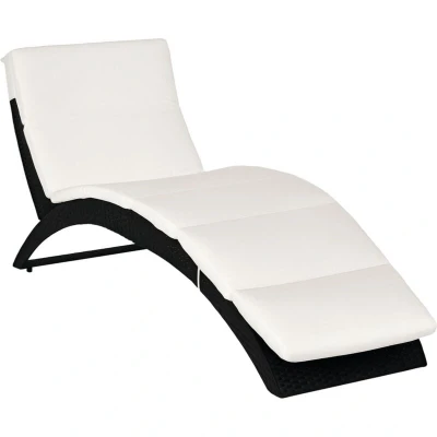 Image of Outsunny Garden Rattan Furniture Pool Folding Sun Lounger Recliner Bed Chair 2 Colours01 0798