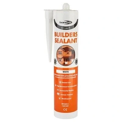 Image of Bond it Ultimate Low Modulus Neutral Cure LMN Builders Silicone Sealant Building Internal External Door Window Frames Glass Cement Wood EU3 (White)